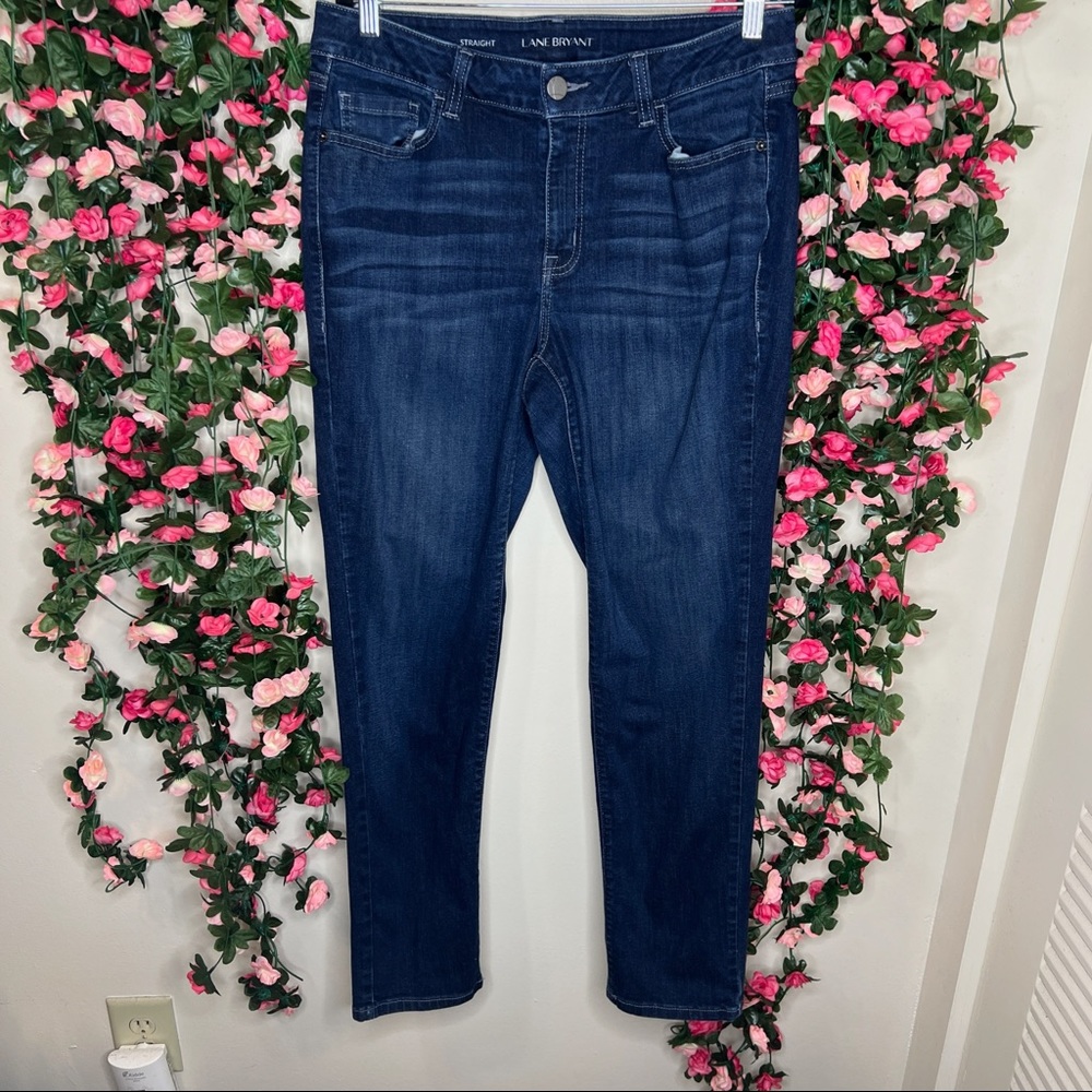 🌹Lane Bryant Dark Wash Blue Straight Leg Jeans Womens Plus Size 16R Casual